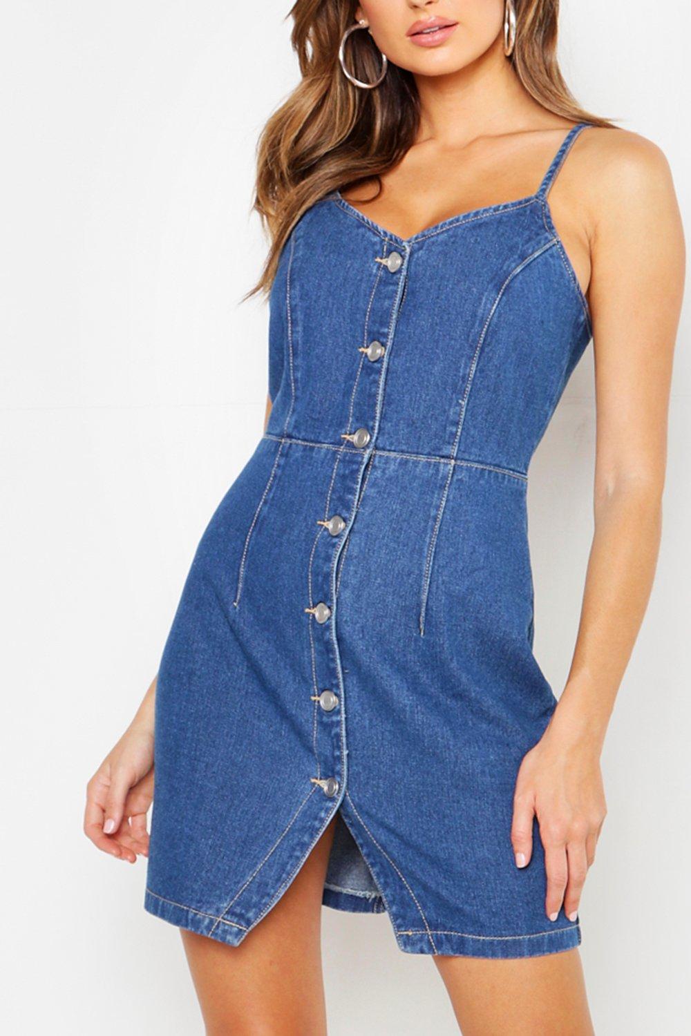 Robe en discount jean a bretelle